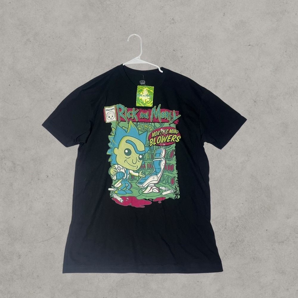 Funko Pop Tees Rick and Morty Mortys Mind Blowers Black Graphic T-Shirt L NWT